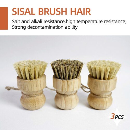 Eco-Friendly Bamboo Dish Scrub Brushes (Set of 3) – Natural Kitchen Cleaning Tool