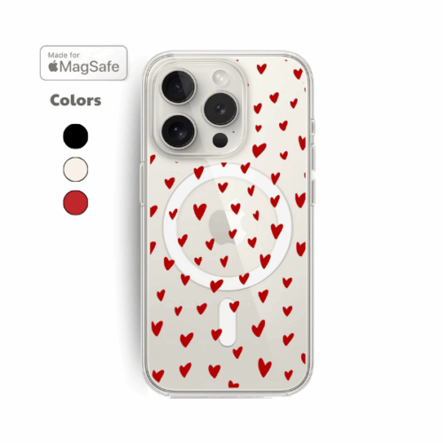Hearts Clear MagSafe iPhone Case