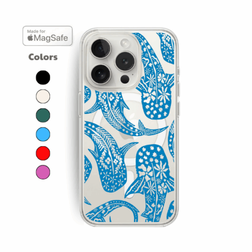 Floral Shark Whale Clear MagSafe iPhone Case