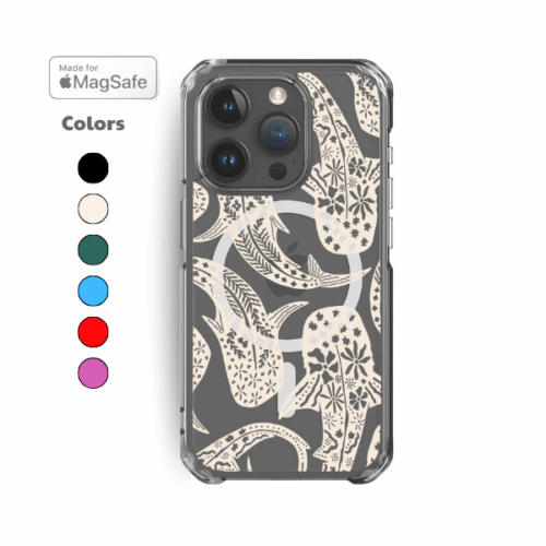 Floral Shark Whale Clear MagSafe iPhone Case