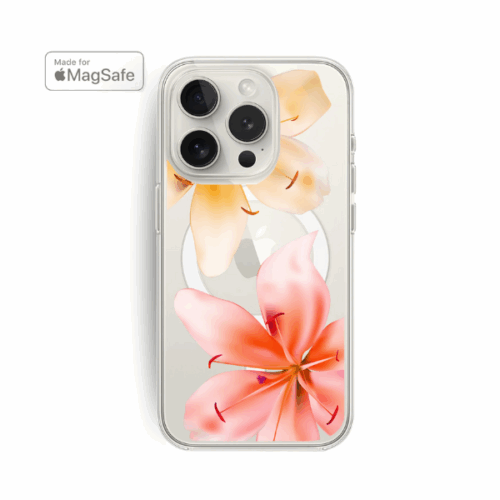 Lily Flowers Clear MagSafe iPhone Case