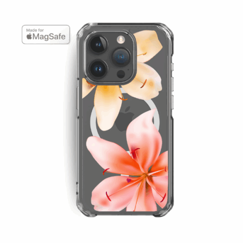 Lily Flowers Clear MagSafe iPhone Case
