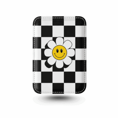 Smiley Daisy Check Vegan Wallet