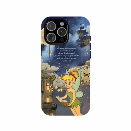 Tinker Bell Phone Case – Joshua 1:9 Bible Verse Fairy Phone Cover
