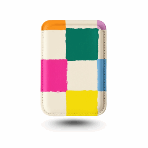 Color Block Check Vegan Wallet Color Block Check Vegan Wallet