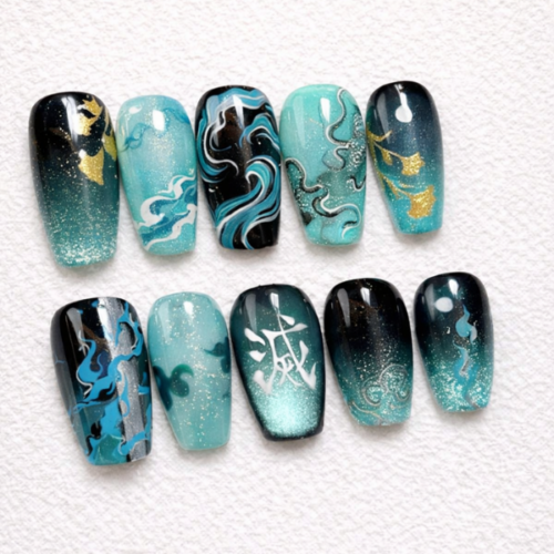 Muichiro Tokito Press On Nails – Demon Slayer Anime Nails – Custom Cosplay Nails, Anime Gift for Her