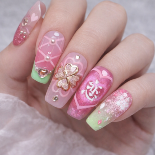 Mitsuri Kanroji Demon Slayer Press On Nails