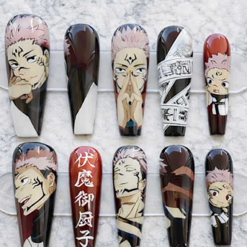 Ryomen Sukuna Jujutsu Kaisen Press On Nails