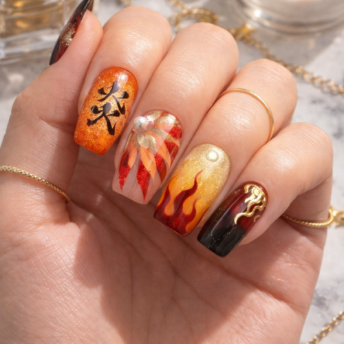 Kyojuro Rengoku Demon Slayer Press On Nails