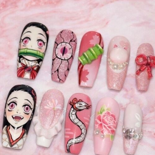 Nezuko Kamado Press On Nails