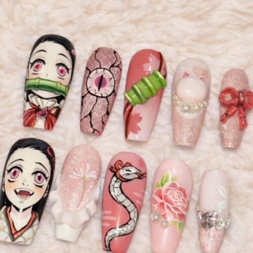 Nezuko Kamado Press On Nails