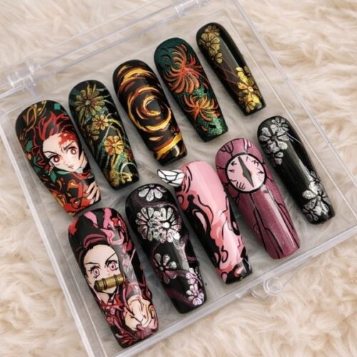 Tanjiro And Nezuko Press On Nails Tanjiro And Nezuko Press On Nails