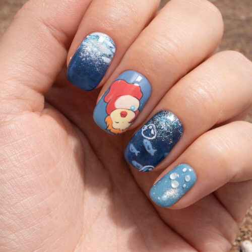 Ponyo on the Cliff by the Sea Press on Nails