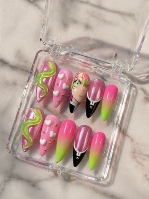 Demon Slayer Mitsuri Kanroji Press On Nails (Ver 2)