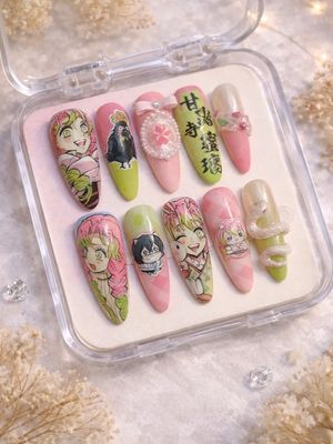 Demon Slayer Mitsuri Kanroji Press On Nails (Ver 3)