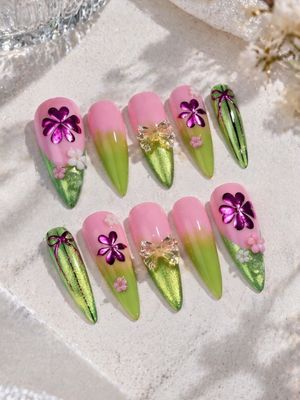 Demon Slayer Mitsuri Kanroji Press On Nails (Ver 4)