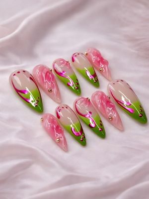 Demon Slayer Mitsuri Kanroji Press On Nails (Ver 5)