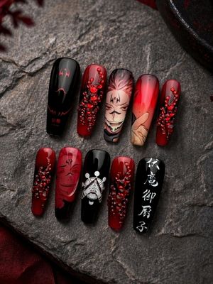 Jujutsu Kaisen Sukuna Ryomen Press On Nails (Ver 3)