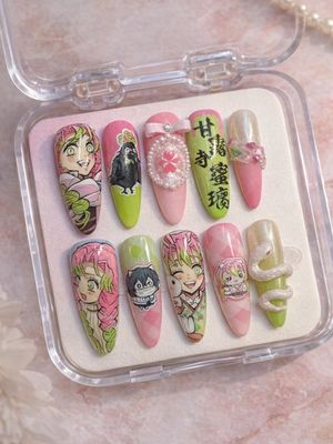 Demon Slayer Mitsuri Kanroji Press On Nails (Ver 3)