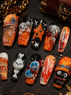 One Piece Portgas D. Ace Press On Nails