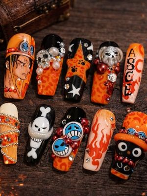 One Piece Portgas D. Ace Press On Nails