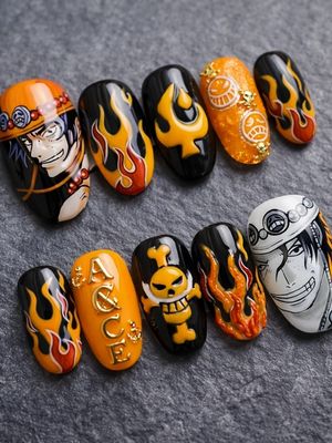 One Piece Portgas D. Ace Press On Nails (Ver 4)