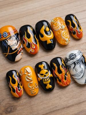 One Piece Portgas D. Ace Press On Nails (Ver 4) One Piece Portgas D. Ace Press On Nails (Ver 4)