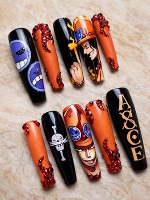 One Piece Portgas D. Ace Press On Nails (Ver 5) One Piece Portgas D. Ace Press On Nails (Ver 5)